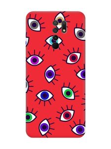 Матовий червоний чохол на Xiaomi Redmi 9 :: Різнокольорові очі (принт 336)