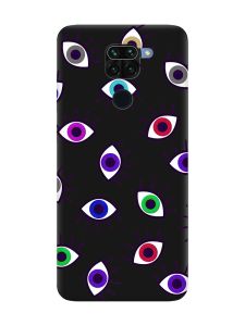 Матовий чорний чохол на Xiaomi Redmi Note 9 :: Різнокольорові очі (принт 336)