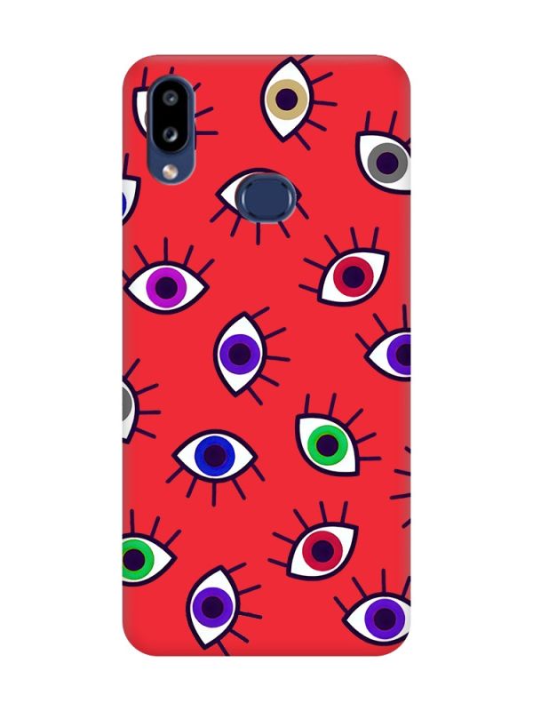 Матовий червоний чохол на Samsung Galaxy A10s (A107) :: Різнокольорові очі (принт 336)