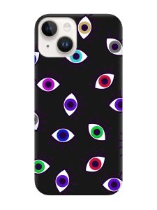 Матовий чорний чохол на Apple iPhone 14 :: Різнокольорові очі (принт 336)