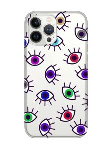 Прозорий чохол із захистом камери на iPhone 14 Pro :: Різнокольорові очі (принт 336)