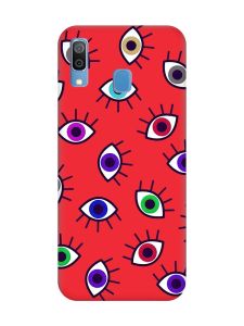Матовий червоний чохол на Samsung Galaxy A30 (2019) / A20 (2019) :: Різнокольорові очі (принт 336)