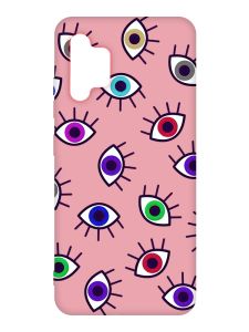 Матовий рожевий чохол на Samsung Galaxy A32 :: Різнокольорові очі (принт 336)