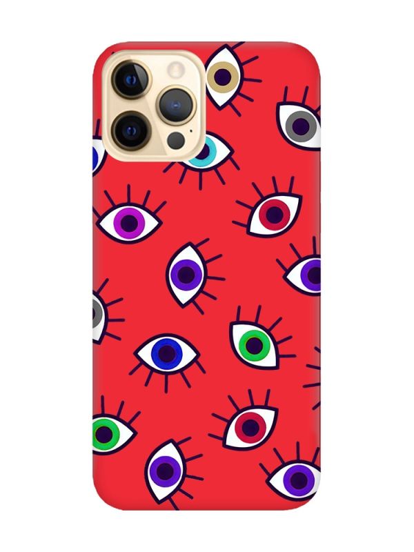 Матовий червоний чохол на Apple iPhone 12 Pro Max :: Різнокольорові очі (принт 336)