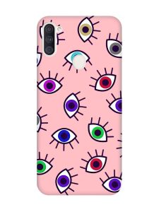 Матовий рожевий чохол на Samsung Galaxy A11 :: Різнокольорові очі (принт 336)