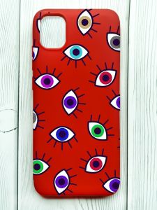 Матовий червоний чохол на Samsung Galaxy A04E/A042 :: Різнокольорові очі (принт 336)
