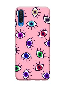 Матовий рожевий чохол на Samsung Galaxy A50 (2019) A505/A30s :: Різнокольорові очі (принт 336)