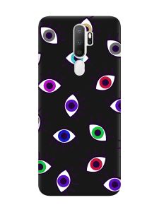 Матовий чорний чохол на Oppo A5 :: Різнокольорові очі (принт 336)