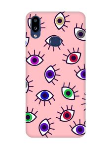 Матовий рожевий чохол на Samsung Galaxy A10s (A107) :: Різнокольорові очі (принт 336)