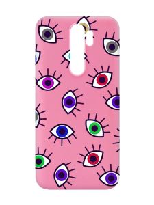 Матовий рожевий чохол на Xiaomi Redmi Note 8 Pro :: Різнокольорові очі (принт 336)