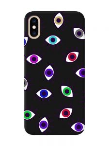 Матовий чорний чохол на iPhone XS MAX :: Різнокольорові очі (принт 336)