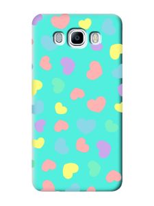 Матовий бірюзовий чохол на Samsung Galaxy J7(2016) J710 :: Різнокольорові сердечка (принт 335)