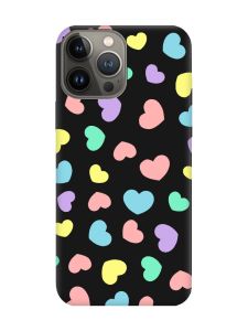Матовий чорний чохол на Apple iPhone 13 Pro :: Різнокольорові сердечка (принт 335)