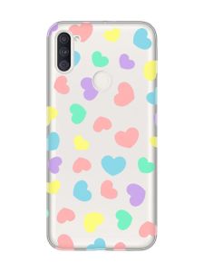 Прозорий чохол на Samsung Galaxy A11 :: Різнокольорові сердечка (принт 335)