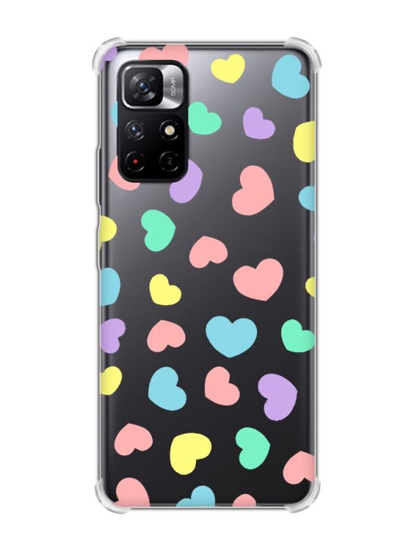 Чохол з потовщеними кутами на Xiaomi Redmi Note 11 5G :: Різнокольорові сердечка (принт 335)