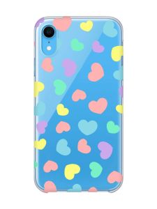 Прозорий чохол на iPhone XR :: Різнокольорові сердечка (принт 335)