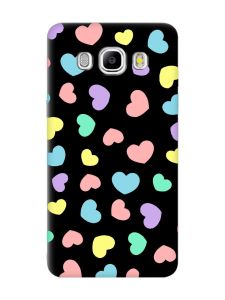 Матовий чорний чохол на Samsung Galaxy J5(2016) J510 :: Різнокольорові сердечка (принт 335)