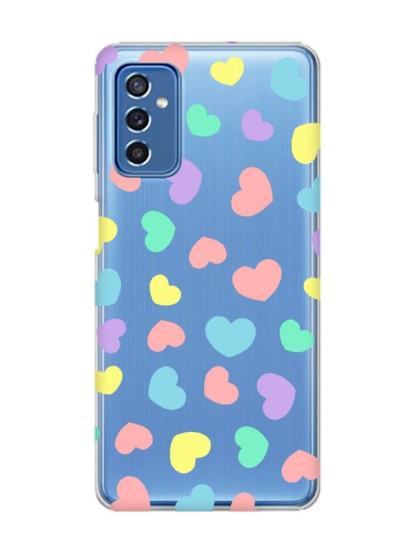 Прозорий чохол на Samsung Galaxy M52 :: Різнокольорові сердечка (принт 335)