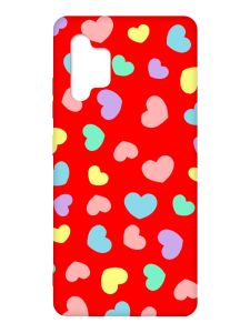 Матовий червоний чохол на Samsung Galaxy A32 :: Різнокольорові сердечка (принт 335)