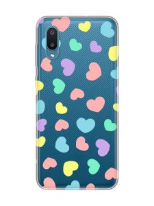 Прозорий чохол на Samsung Galaxy A02/A022 (2021) :: Різнокольорові сердечка (принт 335)