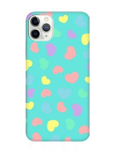Матовий бірюзовий чохол на iPhone 11 Pro Max (6.5) :: Різнокольорові сердечка (принт 335)