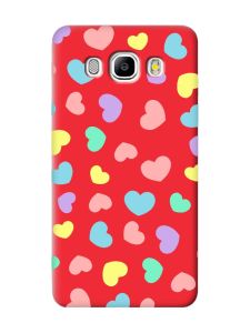 Матовий червоний чохол на Samsung Galaxy J5 (2016) J510 :: Різнокольорові сердечка (принт 335)