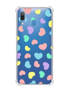 Чохол з потовщеними кутами на Samsung Galaxy A30 (2019) / A20 (2019) :: Різнокольорові сердечка (принт 335)