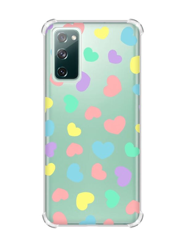 Чохол з потовщеними кутами на Galaxy S20 FE :: Різнокольорові сердечка (принт 335)