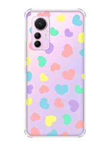 Чохол з потовщеними кутами на Xiaomi 12 Lite :: Різнокольорові сердечка (принт 335)