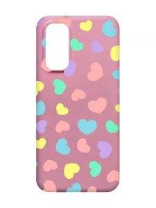 Матовий рожевий чохол на Xiaomi Redmi Note 11 4G :: Різнокольорові сердечка (принт 335)