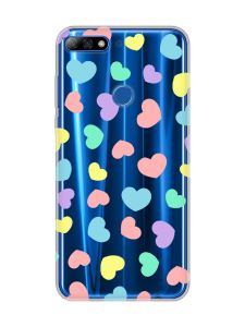 Прозорий чохол на Huawei Y7 (2018)/Y7 prime (2018) :: Різнокольорові сердечка (принт 335)
