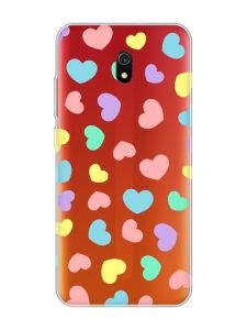 Прозорий чохол на Xiaomi Redmi 8A :: Різнокольорові сердечка (принт 335)