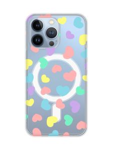 Магнітний чохол на iPhone 13 Pro (6.1) із підтримкою MagSafe :: Різнокольорові сердечка (принт 335)