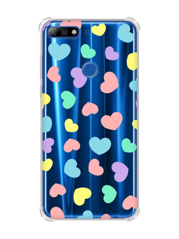 Чохол з потовщеними кутами на Huawei Y7 2018/Y7 Prime 2018 :: Різнокольорові сердечка (принт 335)