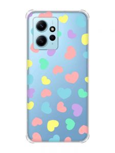 Чохол з потовщеними кутами на Xiaomi Redmi Note 12 4G :: Різнокольорові сердечка (принт 335)