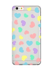 Прозорий чохол на iPhone 6+/6 Plus :: Різнокольорові сердечка (принт 335)