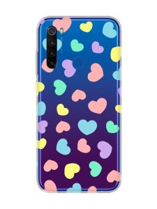 Прозорий чохол на Xiaomi Redmi Note 8T :: Різнокольорові сердечка (принт 335)