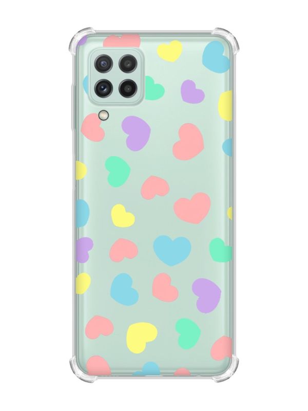 Чохол з потовщеними кутами на Samsung Galaxy M32/A22/M22 4G :: Різнокольорові сердечка (принт 335)