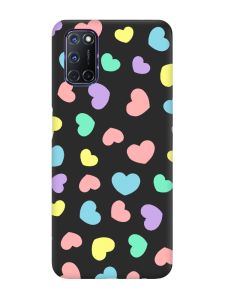 Матовий чорний чохол на Oppo A52/A72/A92 :: Різнокольорові сердечка (принт 335)