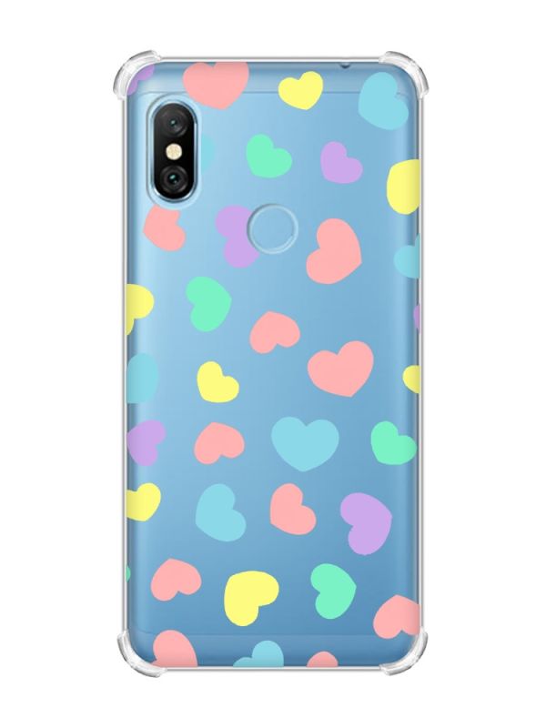 Чохол з потовщеними кутами на Xiaomi Redmi Note 6 Pro :: Різнокольорові сердечка (принт 335)