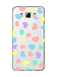 Прозорий чохол на Samsung Galaxy J7(2016) J710 :: Різнокольорові сердечка (принт 335)
