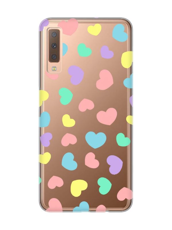 Прозорий чохол на Samsung Galaxy A7(2018) A750 :: Різнокольорові сердечка (принт 335)