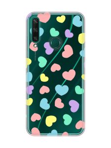 Прозорий чохол на Huawei Y6p :: Різнокольорові сердечка (принт 335)