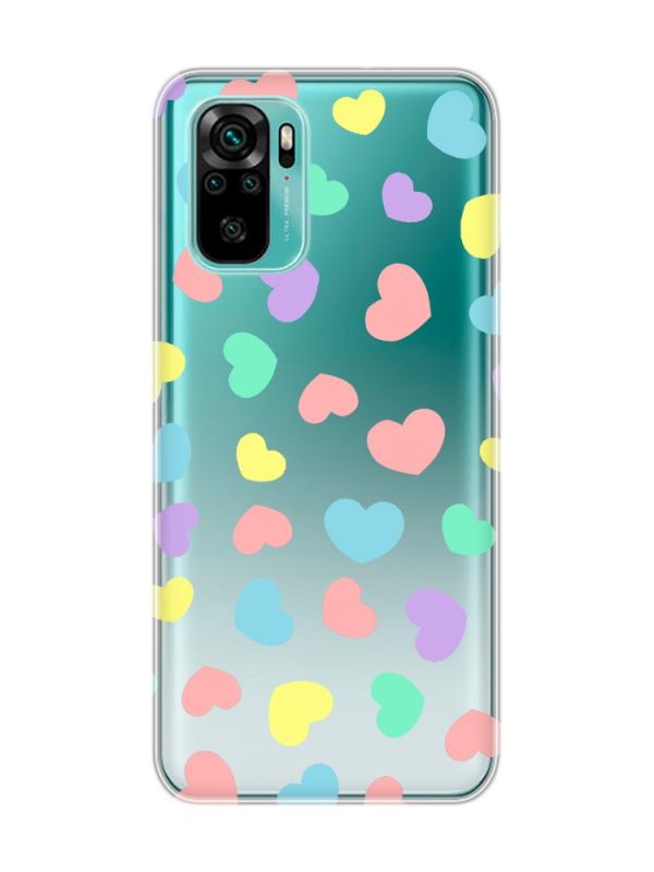 Прозорий чохол на Xiaomi Redmi Note 10 / Note 10s  :: Різнокольорові сердечка (принт 335)