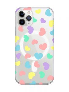 Магнітний чохол на iPhone 11 Pro Max із підтримкою MagSafe :: Різнокольорові сердечка (принт 335)