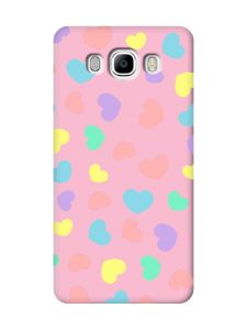 Матовий рожевий чохол на Samsung Galaxy J7(2016) J710 :: Різнокольорові сердечка (принт 335)