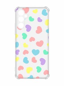 Чохол з потовщеними кутами на Samsung Galaxy A34 5G :: Різнокольорові сердечка (принт 335)