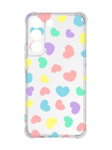 Чохол із потовщеними кутами на Samsung Galaxy S22 :: Різнокольорові сердечка (принт 335)