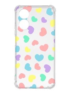Чохол із потовщеними кутами на Oppo A17 :: Різнокольорові сердечка (принт 335)