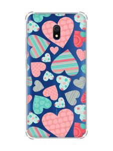 Чохол з потовщеними кутами на Xiaomi Redmi 8A :: Різнокольорові сердечка (принт 334)